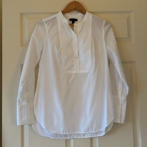 Jcrew pique bid pullover white shirt size 6